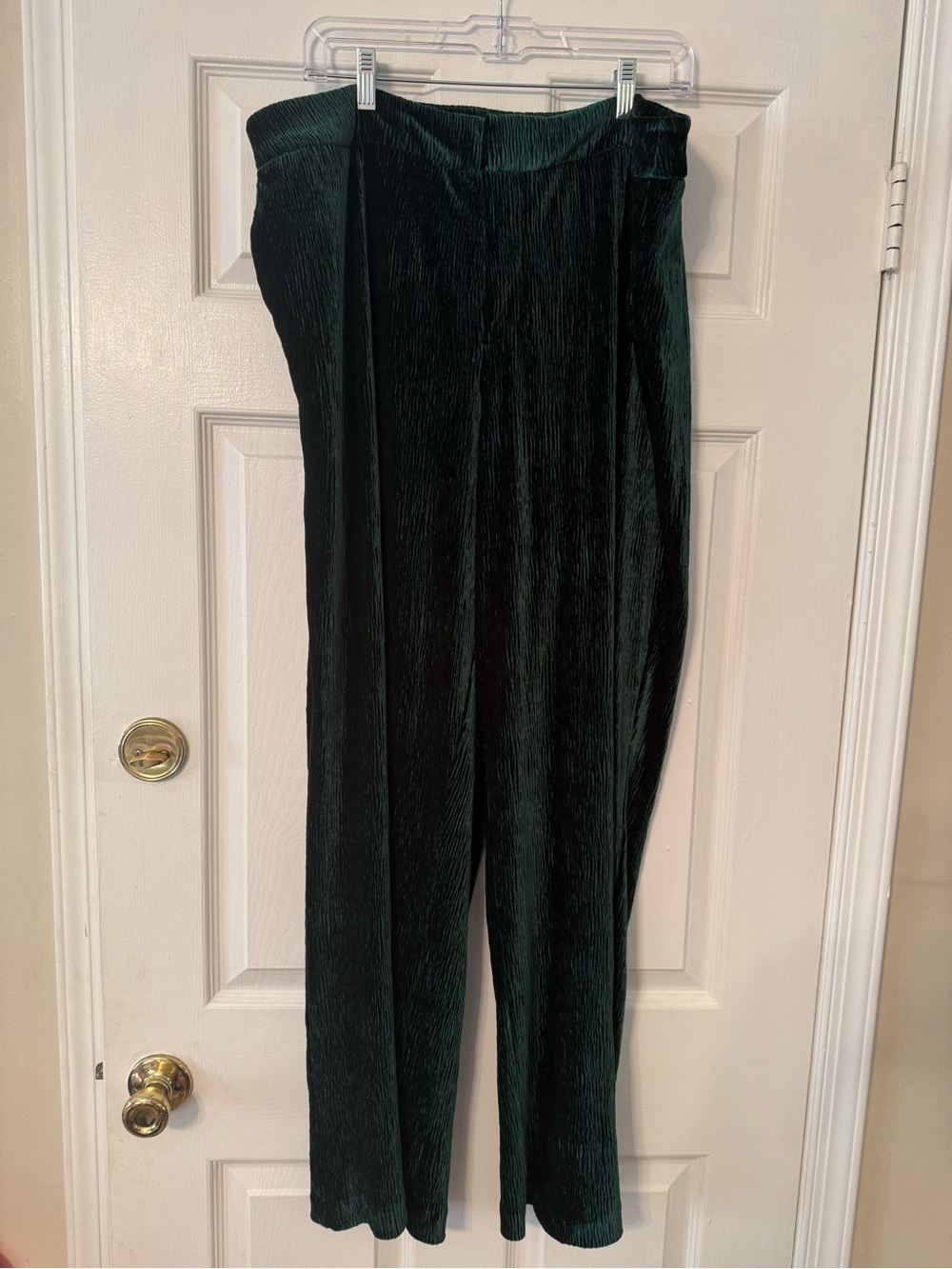 Eloquii Forest Green Velvet Wide-Leg Pants